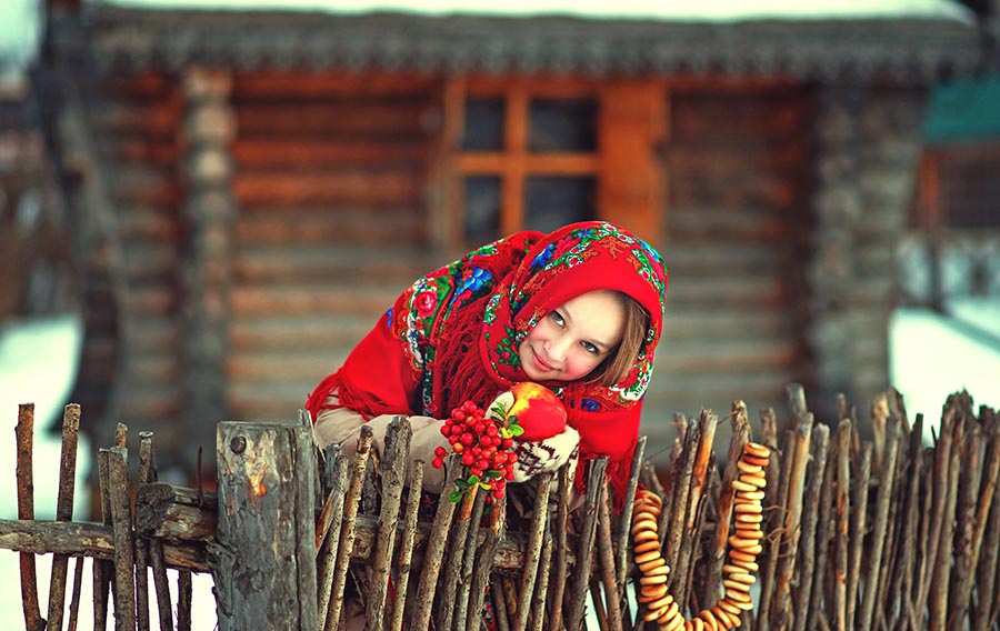 Sexy girl Women in Slavic costumes in Kiev