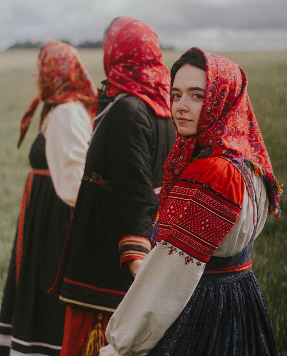 Women in Slavic costumes in Kiev