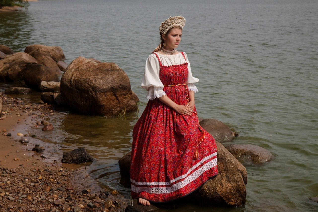 Women in Slavic costumes in Kiev