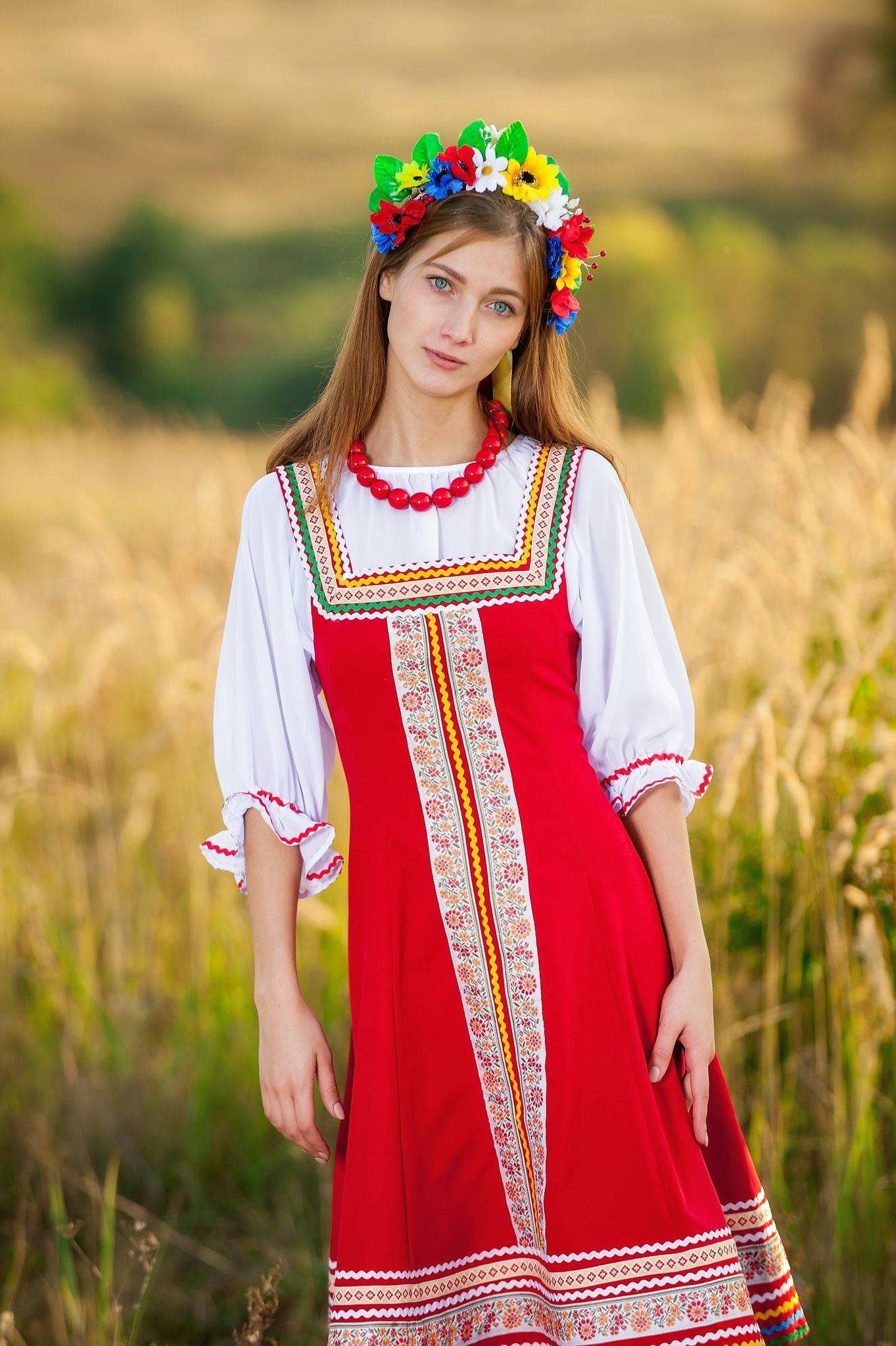 Women in Slavic costumes in Kiev