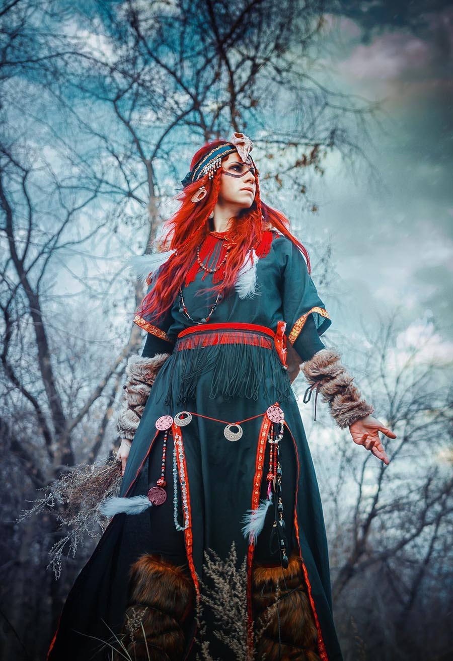 Girls in Slavic costumes underwear in Kiev