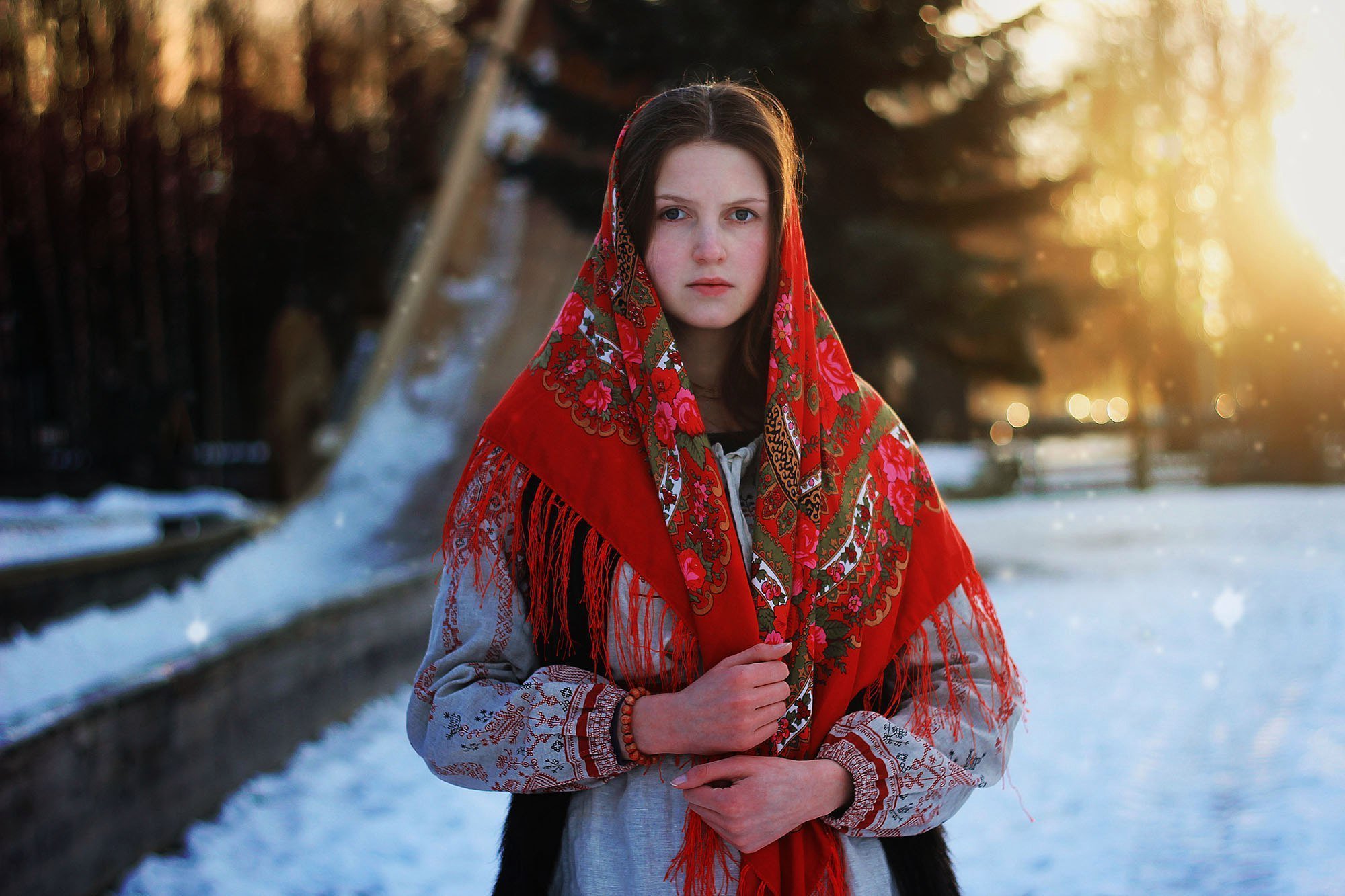 Girls in Slavic costumes in Kiev