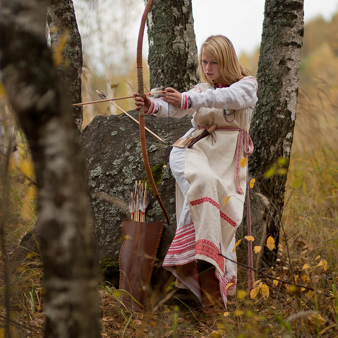 Sexy photo Girls in Slavic costumes in Kiev